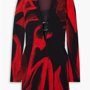 Louisa Ballou Helios stretch-jersey mini dress with a red and black print